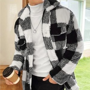 Mens Buffalo Plaid Pattern Flap Pocket Jacket